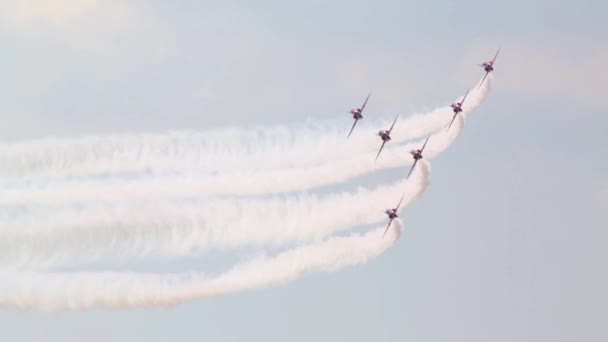 Seis aviones T-1 Hawk rojos — Vídeos de Stock