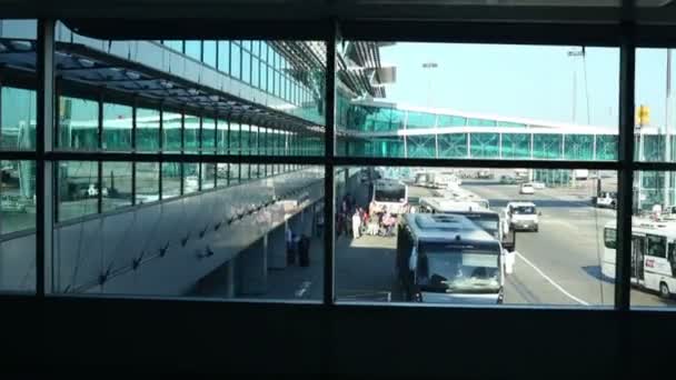 View from window in airport  Ataturk — Stock Video