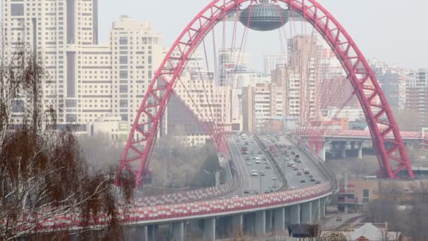 Paseo en coche por el puente de Zhivopisny — Vídeos de Stock