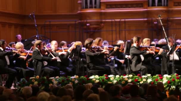 Symphony orchestra at Gala evening concert — Stock Video