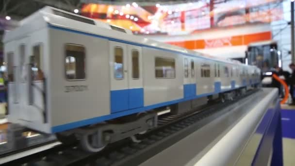 Modelo de vagón de tren en el Congreso Eurasiático — Vídeo de stock