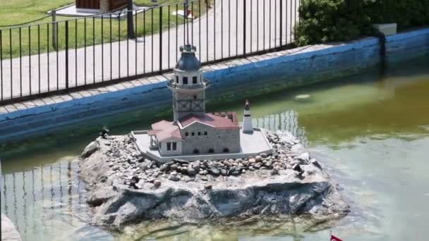 Maiden Tower di Museum Miniaturk di Istanbul — Stok Video