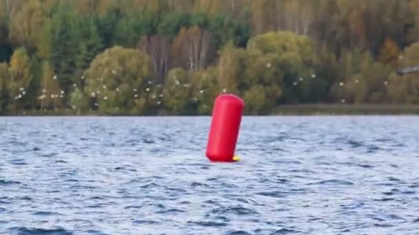 Ungdomslag vänder boj — Stockvideo