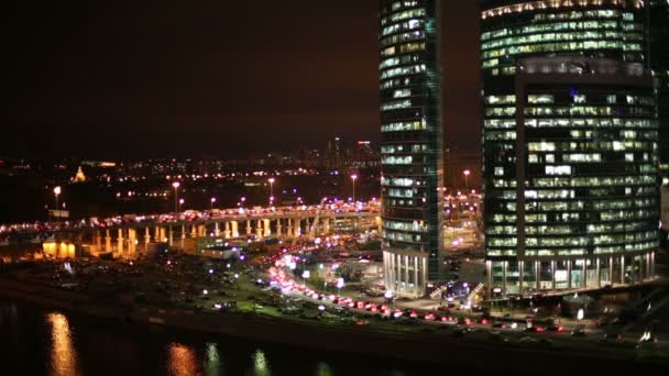 Cityscape gökdelenler moscow City ile — Stok video