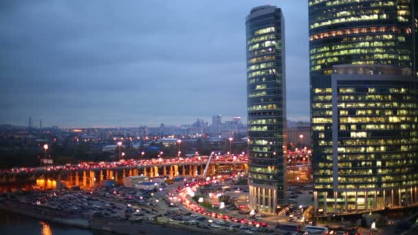 城市景观的摩天大楼的莫斯科市 — 图库视频影像