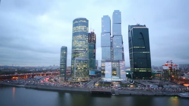 Cityscape των ουρανοξύστες της πόλης της Μόσχας — Αρχείο Βίντεο