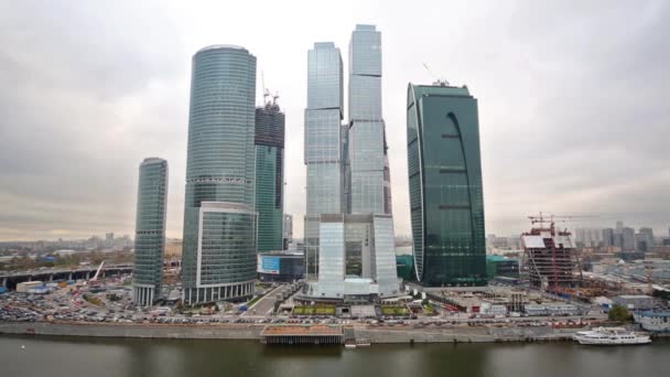 Cityscape of skyscrapers of Moscow City — Stock Video