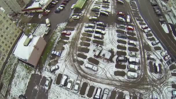 Snow-covered car parking — Stock Video