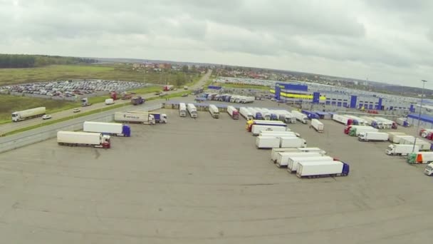 Panorama of truck parking lot — Stock Video