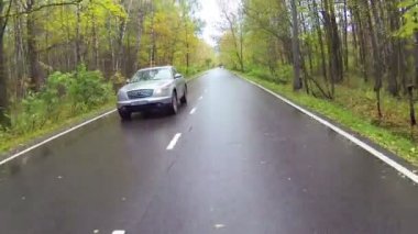 Ormandan geçen araba.
