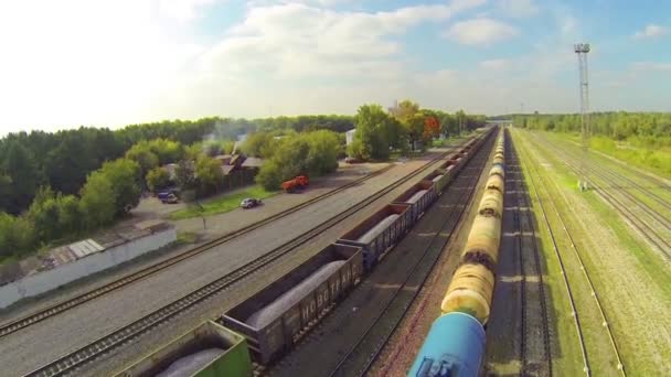 Długie linie z wagonów pociągu — Wideo stockowe