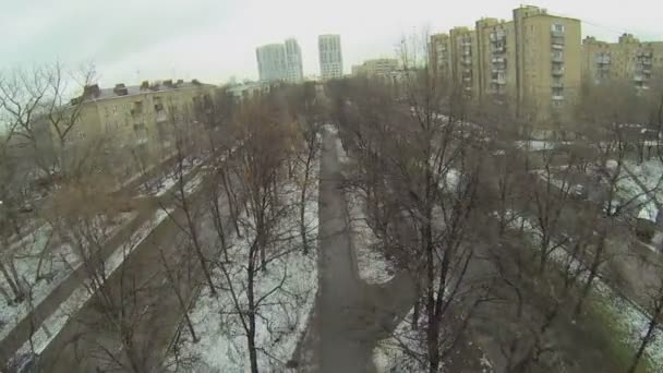 Boulevard con traffico durante la giornata invernale — Video Stock