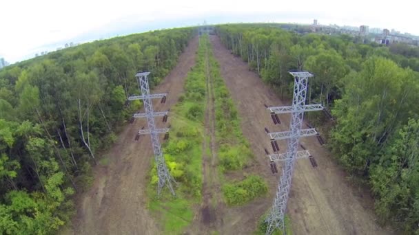 Лінія електропередач — стокове відео