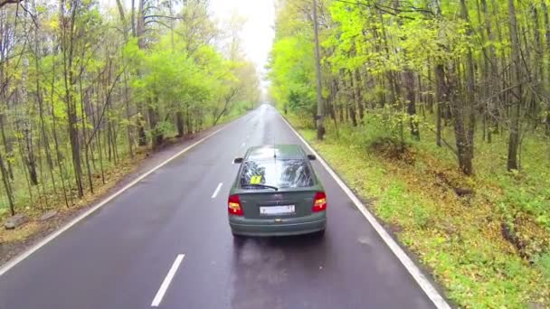 Автомобиль по асфальтированной дороге — стоковое видео