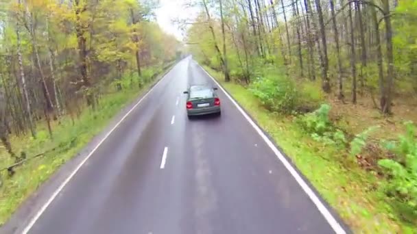 Auto fährt auf asphaltierter Straße — Stockvideo