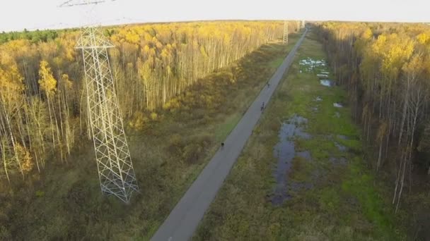 Люди ездят на велосипедах в парке — стоковое видео