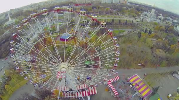 Rueda de la fortuna en el parque — Vídeo de stock