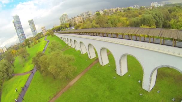 Aquaduct in groen park — Stockvideo