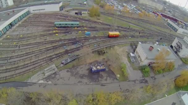 Electric locomotives on railroad tracks — Stock Video