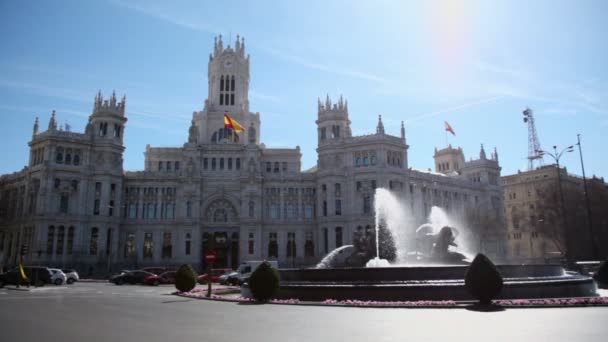 Tráfico en la Plaza Cibeles — Vídeo de stock