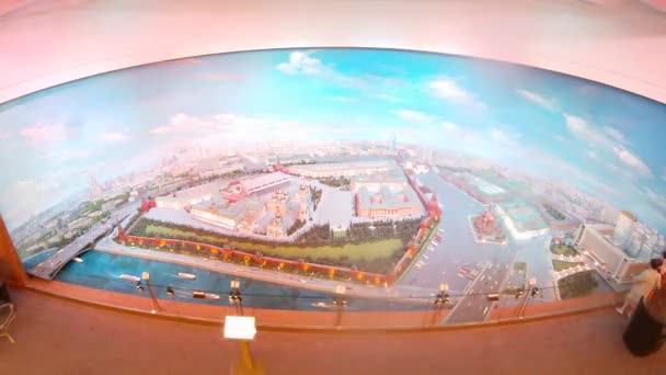 Kremlin en Moskou rivier maquette — Stockvideo