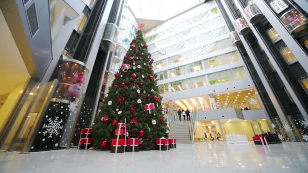 Árvore de Natal e elevadores — Vídeo de Stock