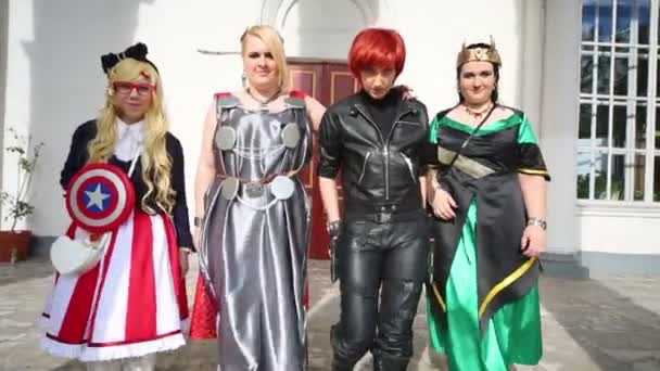 Cosplayers at festival Everycon — Stock Video
