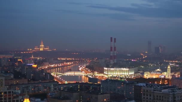 Panorama noturno de moscow — Vídeo de Stock