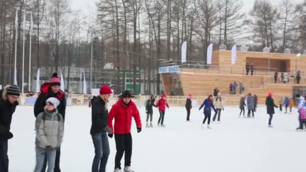 Menschen ruhen sich auf Eisbahn aus — Stockvideo