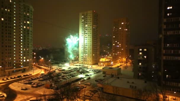 Noche Año Nuevo fuegos artificiales — Vídeo de stock