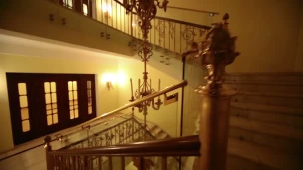 Old styled stairway in Hotel Hilton — Stock Video