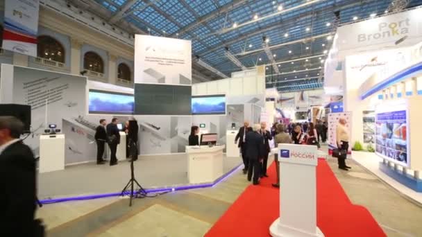 Mounts of companies at VI Exhibition Transport — Stock Video