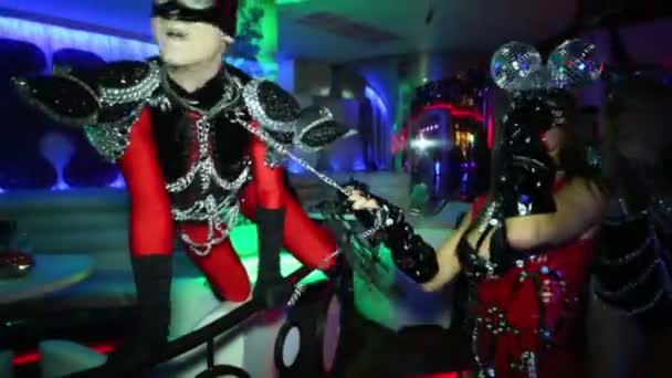 BDSM costume show during party — Stock Video