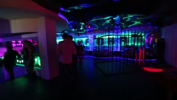 Moving through room of Pacha nightclub. — Stock Video