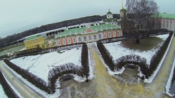 Panorama of park in museum-estate Kuskovo — Stock Video