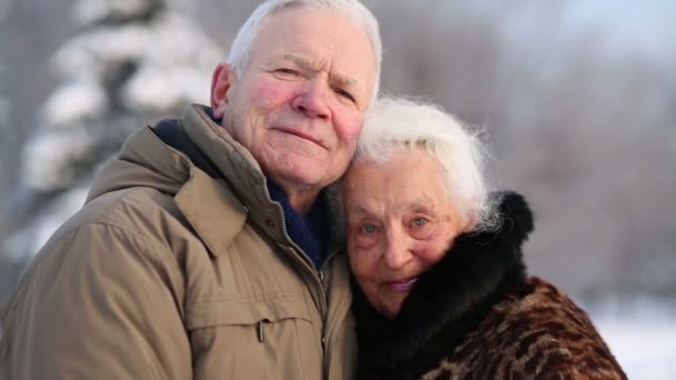 Счастливые пожилые муж и жена — стоковое видео