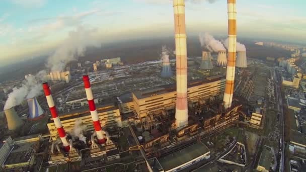 Power plant on city outskirts — Stock Video