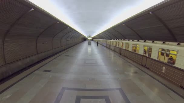 O comboio parte da estação de metro — Vídeo de Stock