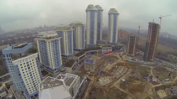 Construction site of residential complex — Stock Video