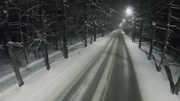 Lanterns illuminate empty road — Stock Video