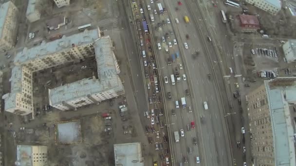 Atasco de tráfico en el tercer anillo de transporte — Vídeo de stock