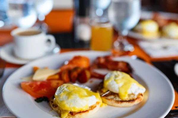 Delicious eggs served for breakfast — Stock Photo, Image