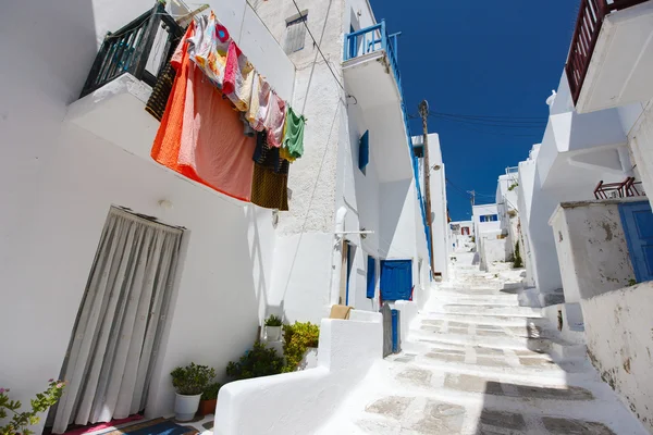 Traditional street of Mykonos island in Greece — Stock Photo, Image