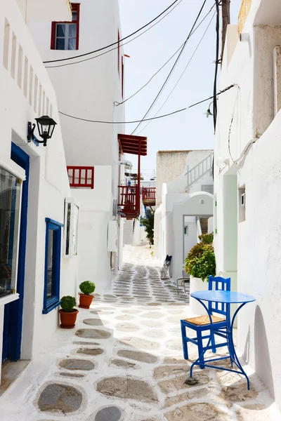 Traditional street of Mykonos island in Greece — Stock Photo, Image