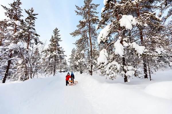 Kids outdoors on winter — Stock Photo, Image