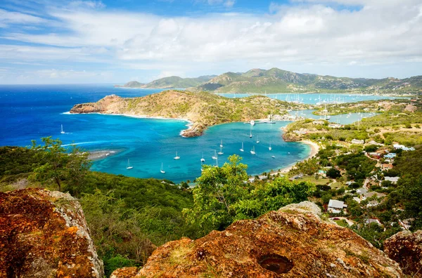 Fantastisk Udsigt English Harbor Antigua Fra Shirley Heights - Stock-foto