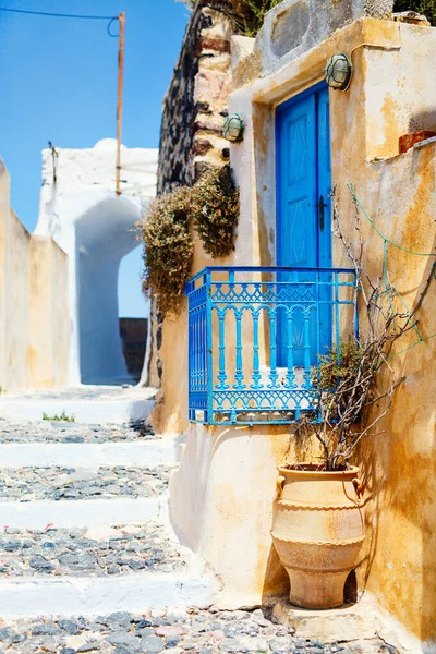Rustige Straat Pyrgos Dorp Santorini Eiland Griekenland — Stockfoto