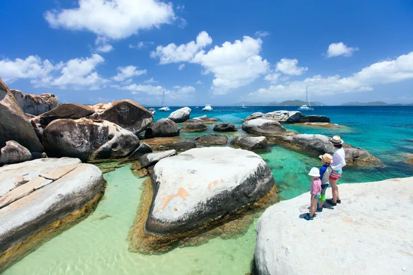 Familie genieten van uitzicht op het strand — Stockfoto