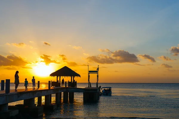 Silhouettes de coucher de soleil en famille — Photo