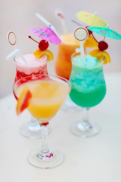 Four exotic cocktails — Stock Photo, Image
